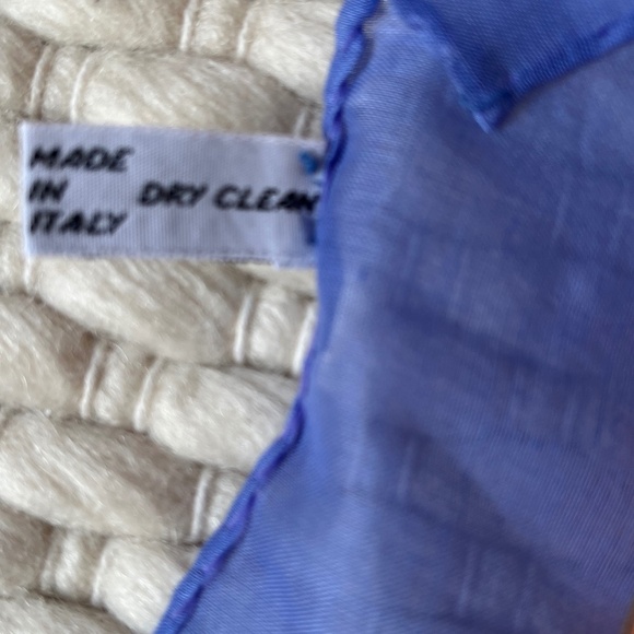 Valentino Garavani Polka Dot 100% Cotton Scarf Italy 26.5 sq inch Blue Orange - Picture 6 of 6